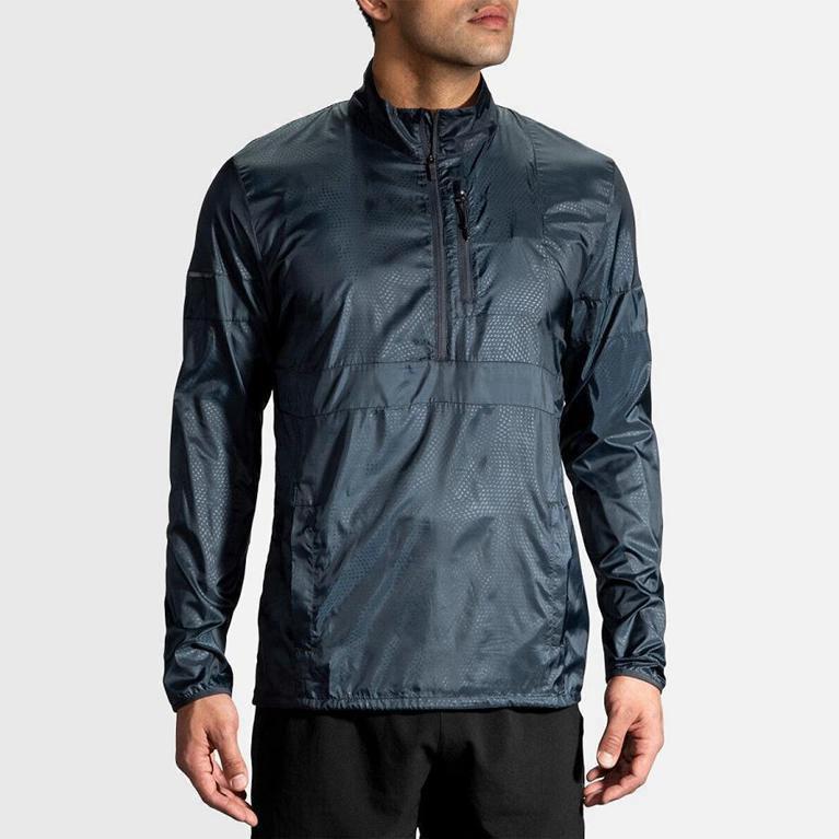 Brooks Men's Lsd Pullover Running Jackets Singapore - Blue (79380-WQKV)